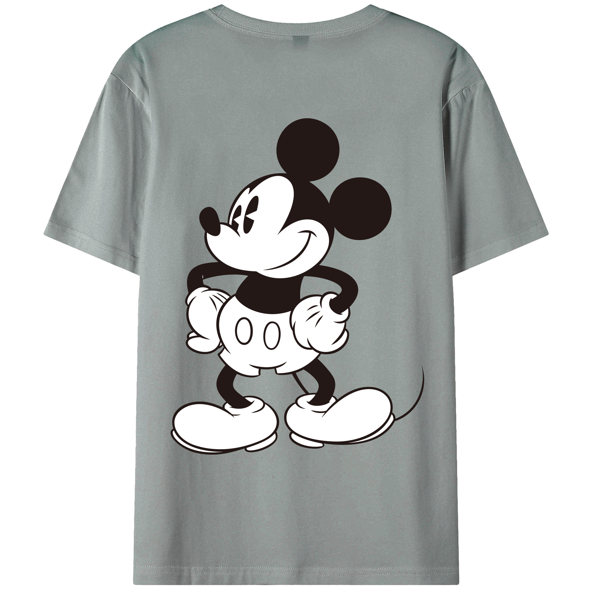 ミッキーマウス Mickey Mouse 綿100％ メンズ半袖Tシャツ（バックプリント） 通気性